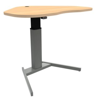 Sitz- u. Stehschreibtisch für Homeoffice einbeiniges Tischgestell Tischplatte mit Kabeldurchlass