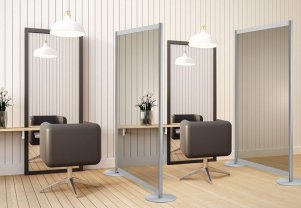 Infektionsschutz-Raumteiler  Corona-Schutzmaßnahmen Friseursalon