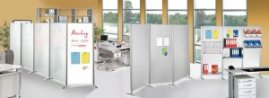 Büro-Raumteiler, beschriftbare Moderations-Stellwand geräuschabsorbierend