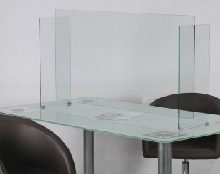 mobiler Corona-Infektionsschutz-Tischständer aus bruchfestem Klarglas