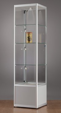 quadratische Vitrine mit LED-Deckenbeleuchtung